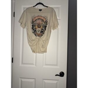 Originality Graphic Tie Front Tee Medium Rise Above It All Cream Multicolor